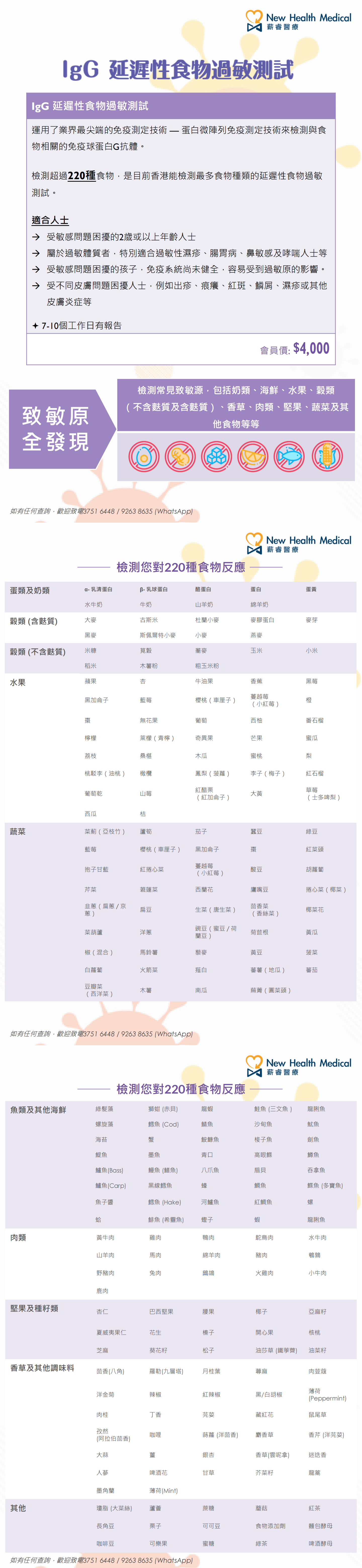 IgG 延遲性食物過敏測試